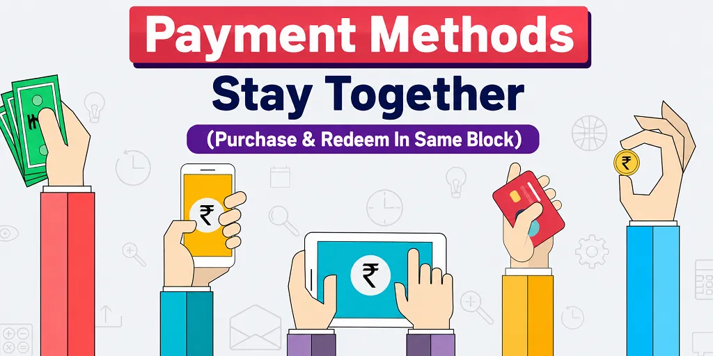 Payment Methods Stay Together (Purchase & Redeem In Same Block)